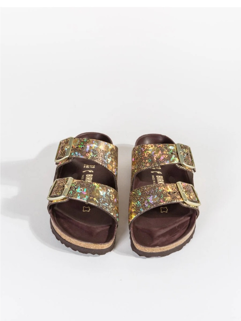 Birkenstock Arizona LUX Arizona Brown & Metallic Sandal in Iridescent Gold, USED - Picture 5 of 17